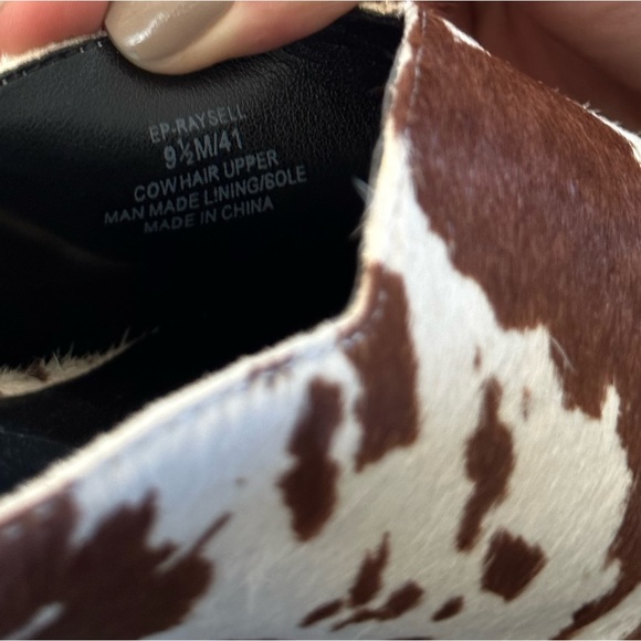 Enzo Angiolini Women’s Raysell Mule Flats Brown/Off White Cow Print Size 9.5 - Picture 12 of 13